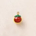 Piccolo ciondolo artigianale a forma di zucca in smalto rosso per gioielli fai da te - Pompelmo Rosso