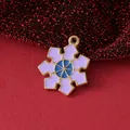 18K gold plated snowflake charm pendant with purple and blue enamel for DIY jewelry crafts - Snowflake / 22mmx19mmx1.55mm
