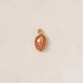 Gold-plated stainless steel oval conch shell pendant with red enamel for DIY jewelry - Small Conch Style / Pink