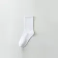 Classic solid white breathable cotton mid-calf athletic socks for summer sportswear - Crew Socks / 1 Pair / White