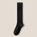 Black cotton knee-high socks for women, breathable and slim-fit Japanese JK style variant - One Size / Black