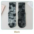 Black tie-dye non-slip yoga socks with silicone grips for Pilates and fitness gym - One Size (36-42) / Black