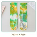 Yellow and green tie-dye non-slip yoga socks for professional Pilates and fitness - One Size (36-42) / Yellow-Green