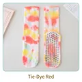 Hochwertige rutschfeste Batik-Yogasocken in Blumenrot mit Silikon-Grip-Punkten - Einheitsgröße 36-42 / Blumenrot