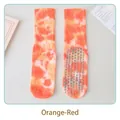 Professionelle rutschfeste Tie-Dye-Yogasocken für Damen in leuchtendem Orange und Weiß - Einheitsgröße 36-42 / Orangerot