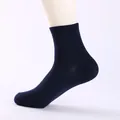 Breathable navy blue cotton socks for men, comfortable athletic crew socks style. - Crew Socks / Navy Blue