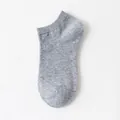 Comfortable light grey melange men's low-cut breathable cotton boat socks for daily wear - Quarter / Light Gray