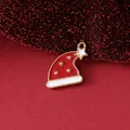 Christmas Santa hat enamel pendant in gold-plated stainless steel for DIY jewelry - Christmas Hat Shape / 14.7x19x1.8mm / Red