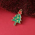 Green enamel Christmas tree pendant in 18K gold plated stainless steel for DIY jewelry - Christmas Tree Style (Red Star Decoration) / 25x15x1.7mm / Green