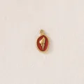 Oval gold-plated stainless steel pendant with red enamel and seashell motif - Small Conch / Red