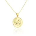 Macro view of 18K gold plated stainless steel necklace with horse zodiac coin pendant - Horse