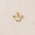 Elegant gold-plated crown pendant with white enamel detail for DIY jewelry making - Crown / White