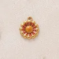 Vibrant red and gold enamel daisy flower pendant charm accessory made of stainless steel - Red Flower Pendant