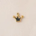 Gold-plated stainless steel crown charm with black enamel inlay for DIY jewelry making - Crown / Black
