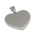 Highly polished stainless steel heart-shaped pendant for pet tags or jewelry making - Steel
