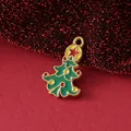 Festive 18K gold plated Christmas tree enamel charm pendant for DIY jewelry making - Christmas Tree Style (Polka Dot) / 21.6x14.4x2mm / Green