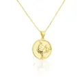 Detailed view of 18K gold plated stainless steel rooster coin pendant necklace - Rooster