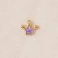 Gold-plated stainless steel crown charm pendant with purple enamel for DIY jewelry - Crown / Purple