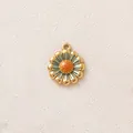 Colorful stainless steel daisy flower pendant charm with blue and orange enamel - Sky Blue Daisy Pendant