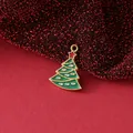 Exquisite green enamel Christmas tree pendant with 18K gold plating for DIY jewelry making - Christmas Tree Style (Golden Wavy) / 18.6x15x1.7mm / Green