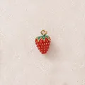 Ciondolo a fragola in smalto rosso con finitura dorata per creazione gioielli fai-da-te - Fragola Rossa Media