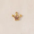 Gold-plated stainless steel crown pendant with pink enamel for DIY jewelry making - Crown / Brown