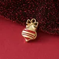 Gold Christmas ornament pendant with red enamel on a festive red background - Christmas Ball Style (Bowknot) / 16.8x11.2x2.6mm / Red
