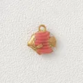 Vergoldeter Fisch-Anhänger aus Edelstahl mit roter Emaille für DIY-Schmuckherstellung - Rosa Großer Fisch
