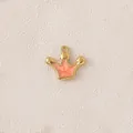 Gold-plated stainless steel crown pendant with pink enamel for jewelry making - Crown / Orange