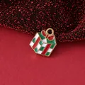 Enamel Christmas gift box charm with red bow and gold plating for DIY jewelry making - Christmas Gift Box Style (Bowknot) / 14.4x11.8x2.6mm / Red and Green Plaid