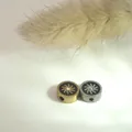 Stainless steel sunflower beads in gold and silver finishes with crystal center - Steel / Sunflower Rhinestone Style (PJ13-10)