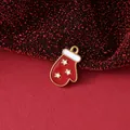 Red Christmas mitten charm pendant in 18K gold plated stainless steel for DIY jewelry making - Christmas Mitten Shape / 17.4x11.5x1.6mm / Red