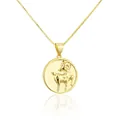 18K gold-plated stainless steel Aries zodiac pendant necklace with box chain - Sheep