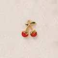 Ciondolo a forma di ciliegia placcato oro con smalto rosso per creazione gioielli DIY - Grande Ciliegia