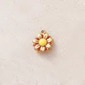 Vibrant red and yellow enamel sunflower charm pendant made of durable gold-tone stainless steel - Red Sunflower Pendant (Style 24)