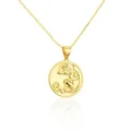 18K gold-plated stainless steel zodiac necklace featuring a detailed embossed monkey pendant - Monkey