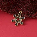 Elegant 18K gold plated stainless steel snowflake charm with black enamel for DIY jewelry - Hexagonal Snowflake / 21mmx16.5mmx1.5mm / Gold/Black