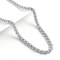 Collana a catena in acciaio inossidabile argento intrecciato stile hip hop da uomo - Catena a spiga di grano (NO04-8) / 4mm x 50cm / Colore acciaio