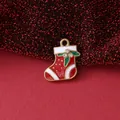 Festive red enamel Christmas stocking charm with gold plating for DIY holiday jewelry - Christmas Sock (With Rhinestone) / 17.2mmx16mmx3.4mm / Red/White