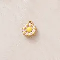 Elegant pink and yellow daisy flower pendant charm in stainless steel with gold finish - Pink Flower Pendant (Style 25)