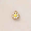 Stainless steel daisy flower charm with white enamel and golden petals for jewelry making - White Daisy Pendant (Style 26)