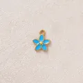 Small blue stainless steel flower charm pendant with gold edges and oil drip finish - Sky Blue Five-Petal Flower Pendant (Style 27)