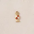 Gold-plated stainless steel candy charm with red and white enamel for jewelry DIY - Candy Shape / Red and White