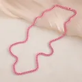 Levendige roze gelakte roestvrijstalen cubaanse ketting in trendy dopamine-stijl - 50cm / Roze