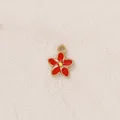 Red enamel flower pendant with yellow center, gold-toned stainless steel jewelry charm - Bright Red Five-Petal Flower Pendant (Style 29)