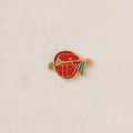 Red cartoon bird enamel charm in gold-plated stainless steel for DIY jewelry making - Irregular Shape (Double Rings) / Red