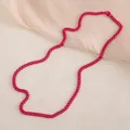 Fuchsia roze gelakte roestvrijstalen Cubaanse ketting in een levendige dopamine-stijl mode - 50cm / Rozerood