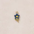 Elegant blue and yellow enamel sunflower pendant accessory made of stainless steel - Deep Blue Daisy Pendant