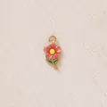 Stainless steel small flower pendant with red enamel oil drip for Monet garden style jewelry - Red Floral Pendant