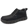 Classic men's black leather Martin boots with hand-stitched details and durable rubber sole - 38 / Black (kht3022)